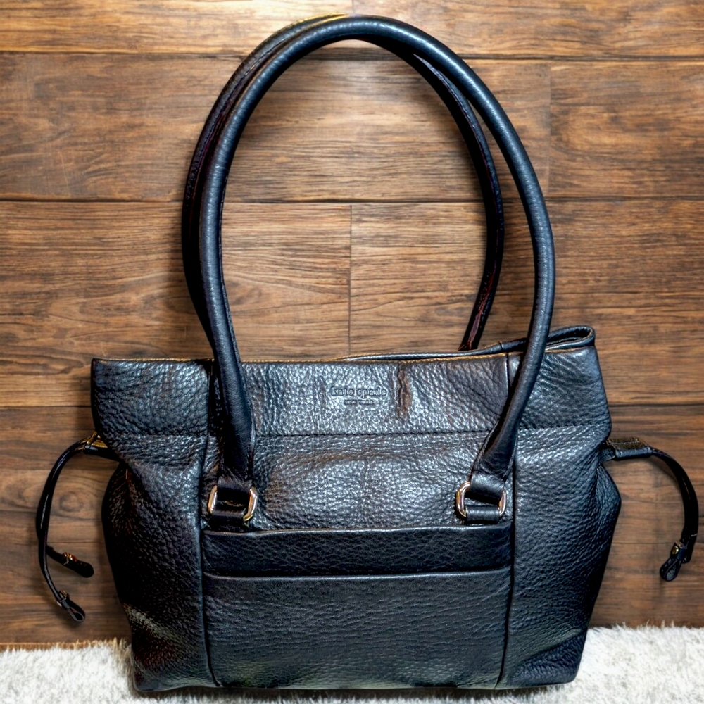 Elegant Kate Spade Black Leather Tote Bag